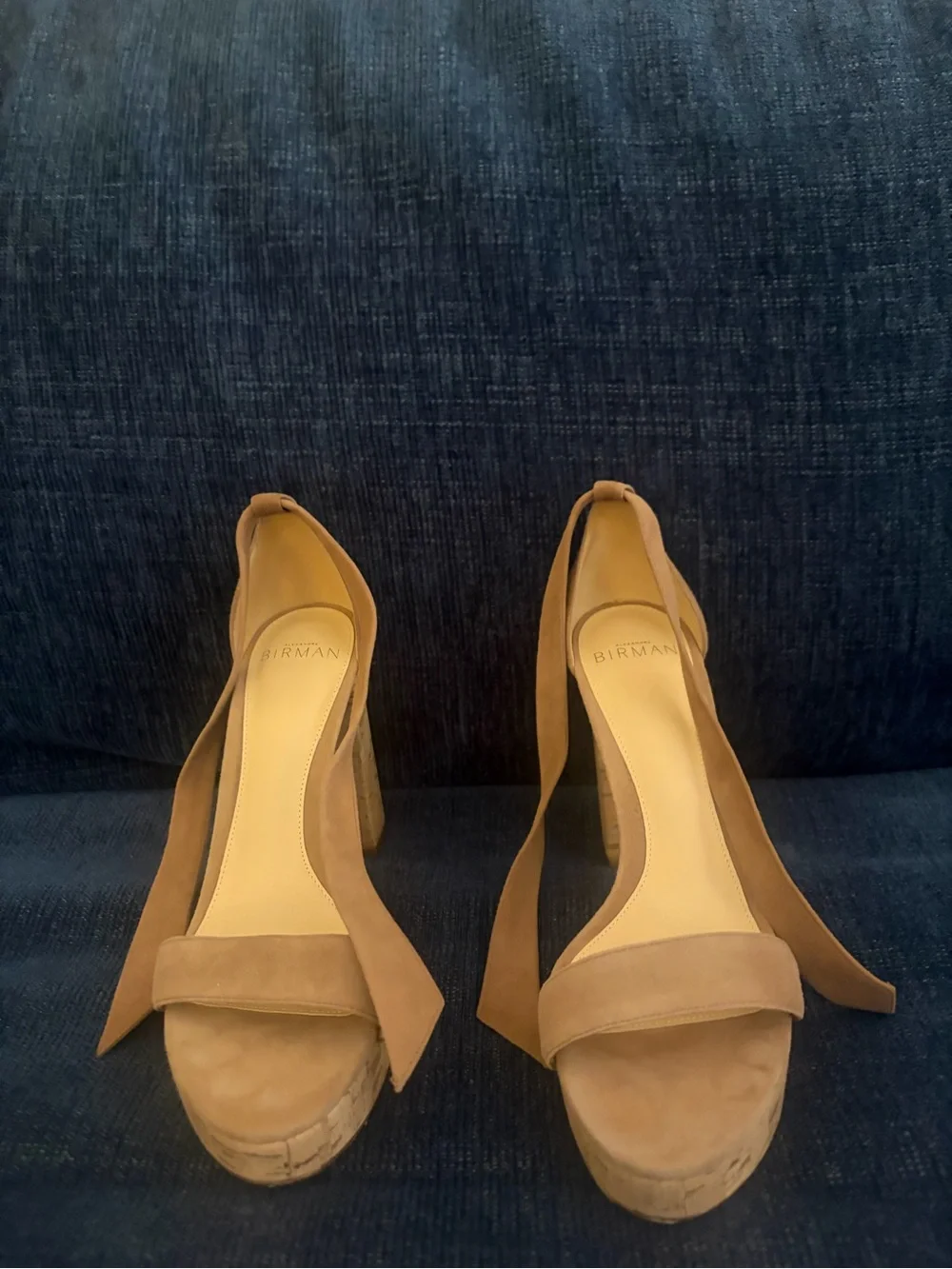 Alexandre Birman Beige Suede Strappy Open Toe Ankle Tie Sz 36 PRISTINE!